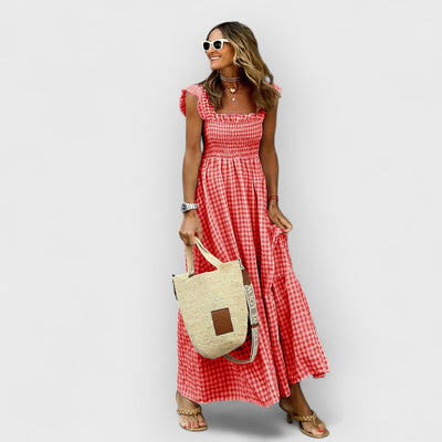 Belly – Plaid Ruffle-Sleeve Smocked Maxi Dress