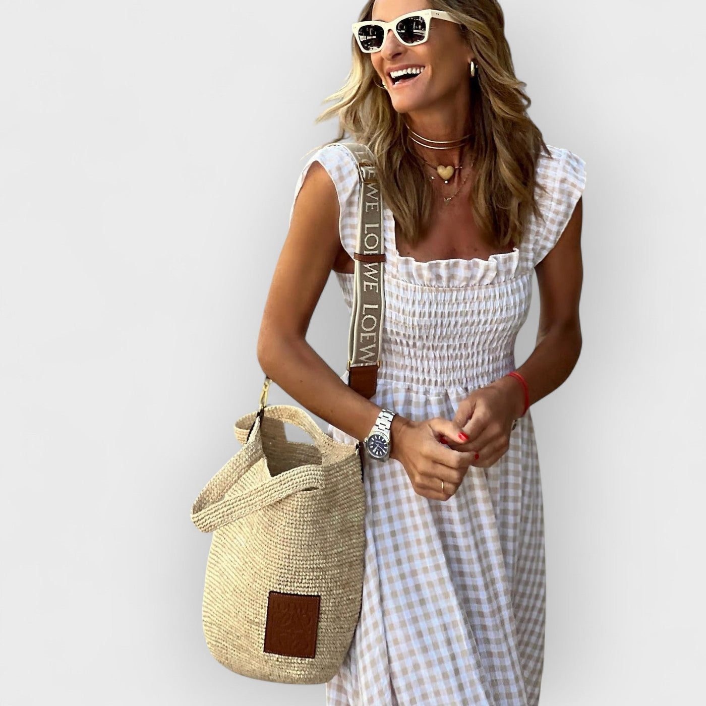 Belly – Plaid Ruffle-Sleeve Smocked Maxi Dress