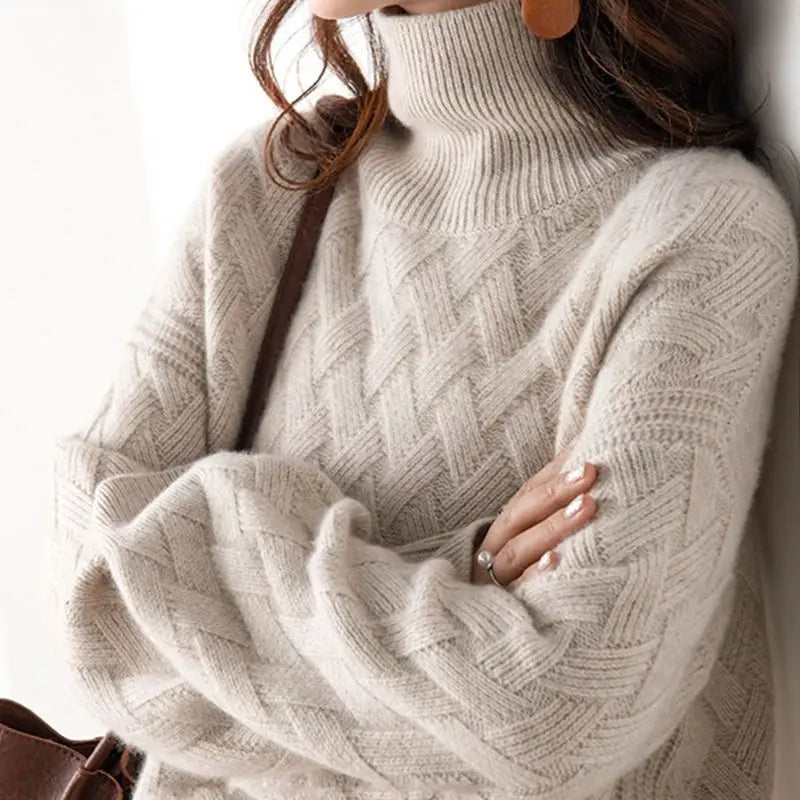 Calista – Chevron Knit Turtleneck Sweater