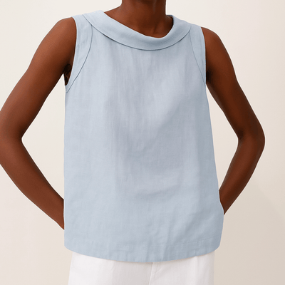 Gigi - Sleeveless Roll Collar Top