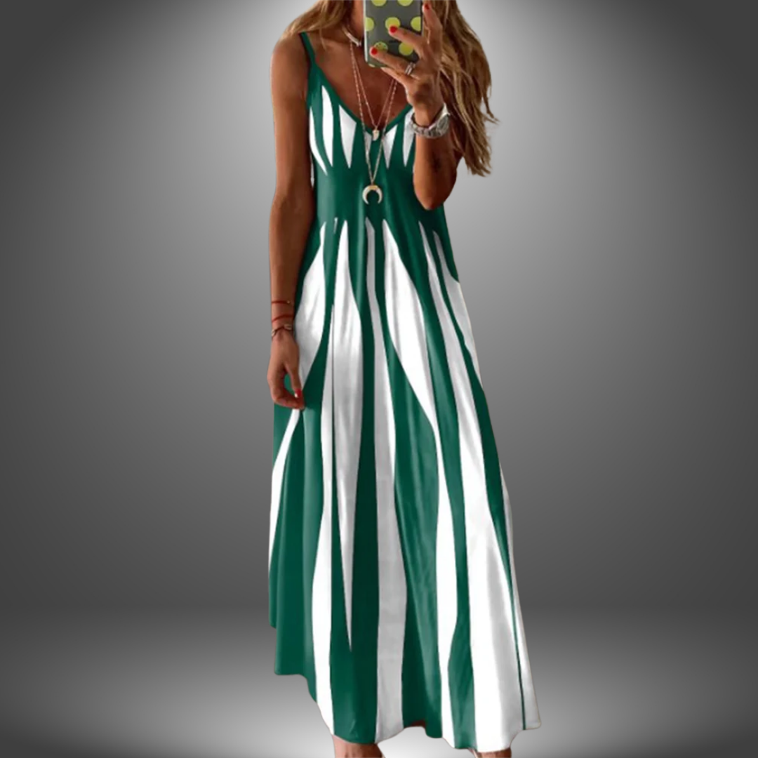Alicia – Striped Sleeveless Maxi Dress
