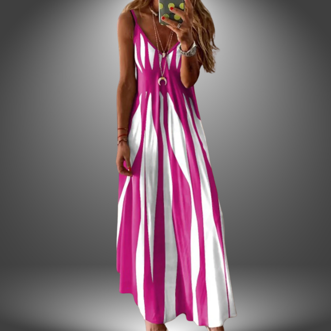 Alicia – Striped Sleeveless Maxi Dress
