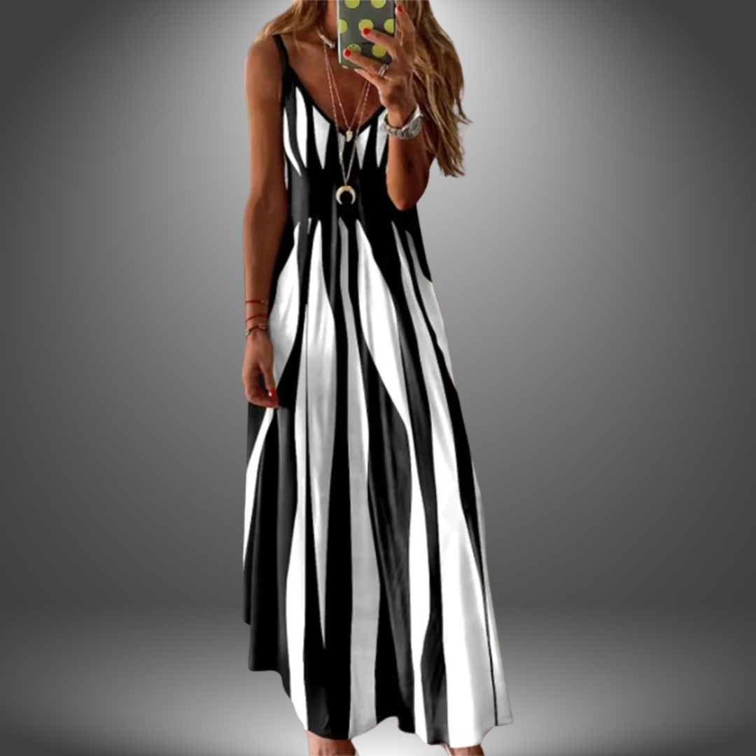 Alicia – Striped Sleeveless Maxi Dress