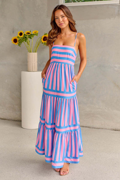 Hannah - Color Block Striped Maxi Dress