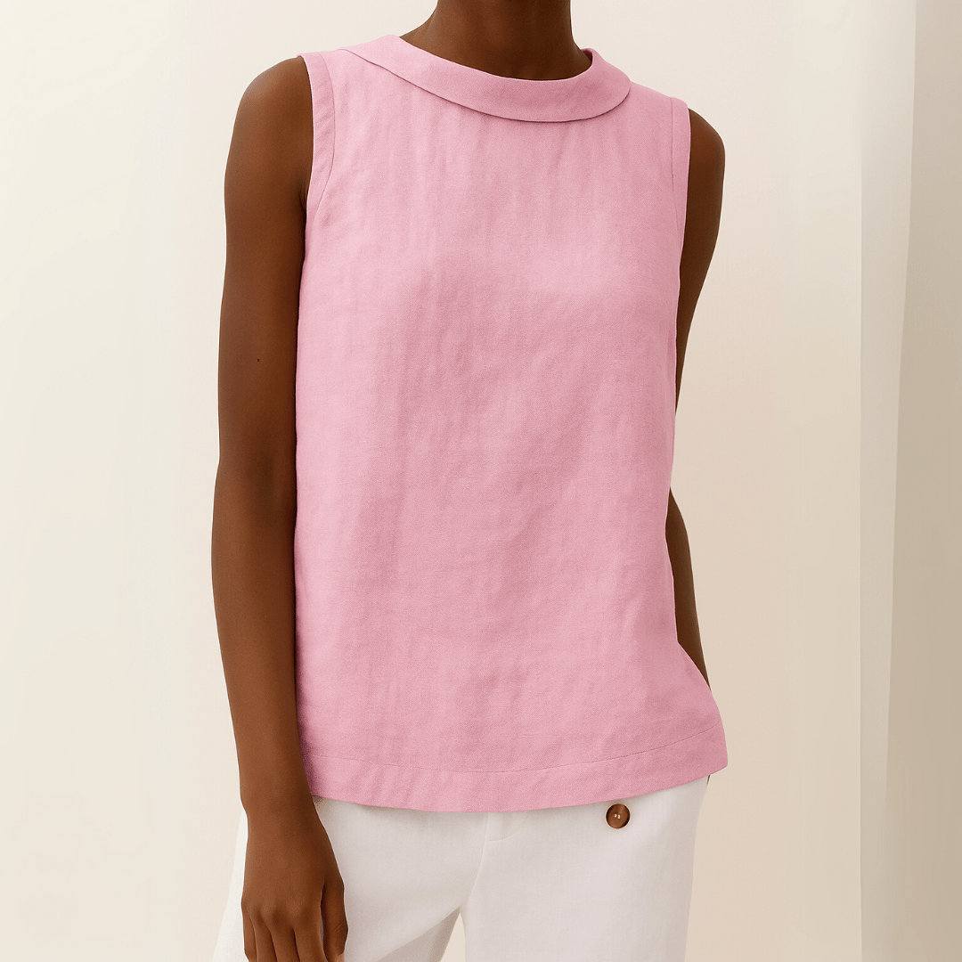 Gigi - Sleeveless Roll Collar Top