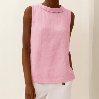 Gigi - Sleeveless Roll Collar Top