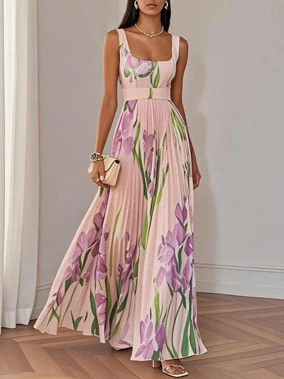 Noelis – Luxury Pleated Floral Maxi Dress