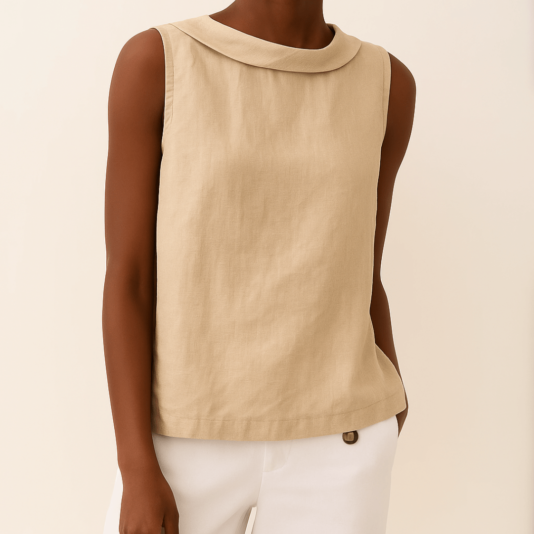 Gigi - Sleeveless Roll Collar Top
