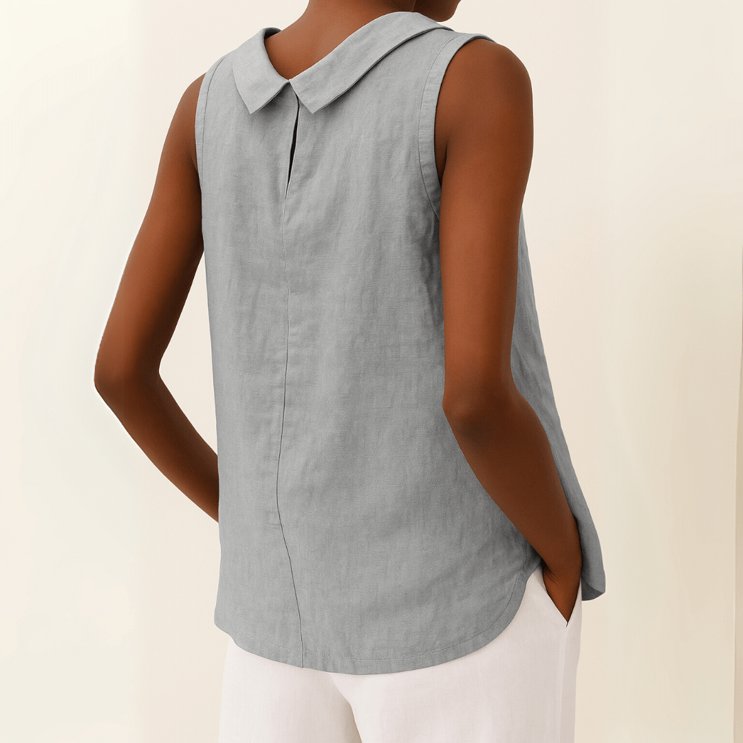 Gigi - Sleeveless Roll Collar Top