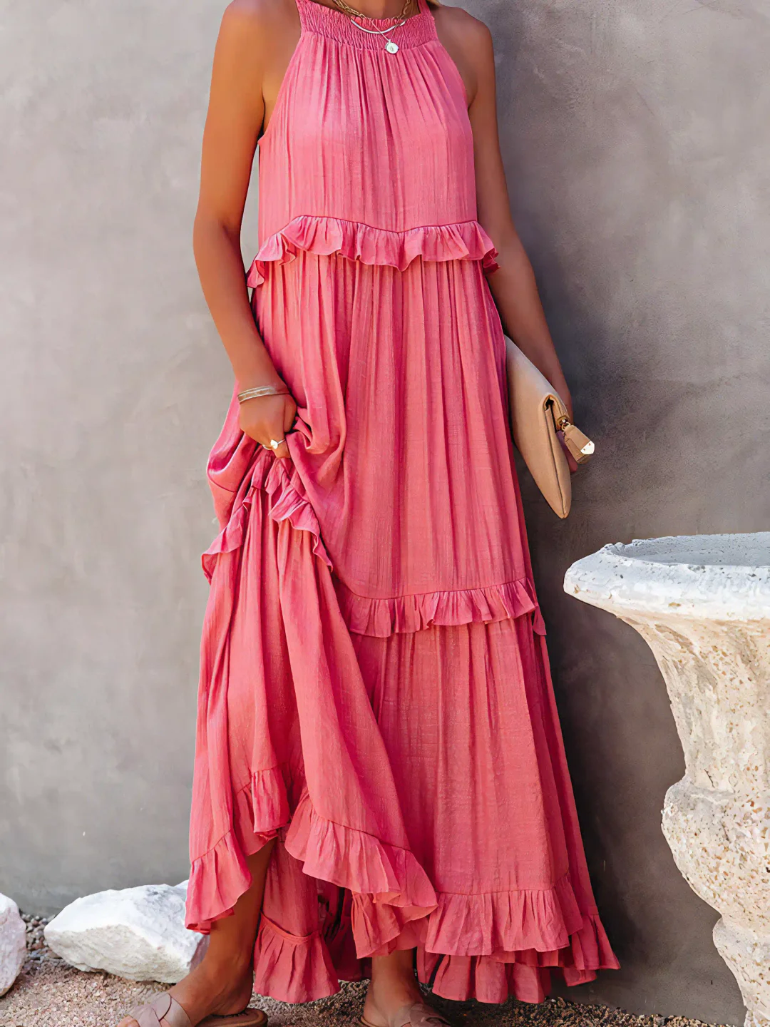 Azzura – Elegant Tiered Ruffle Maxi Dress