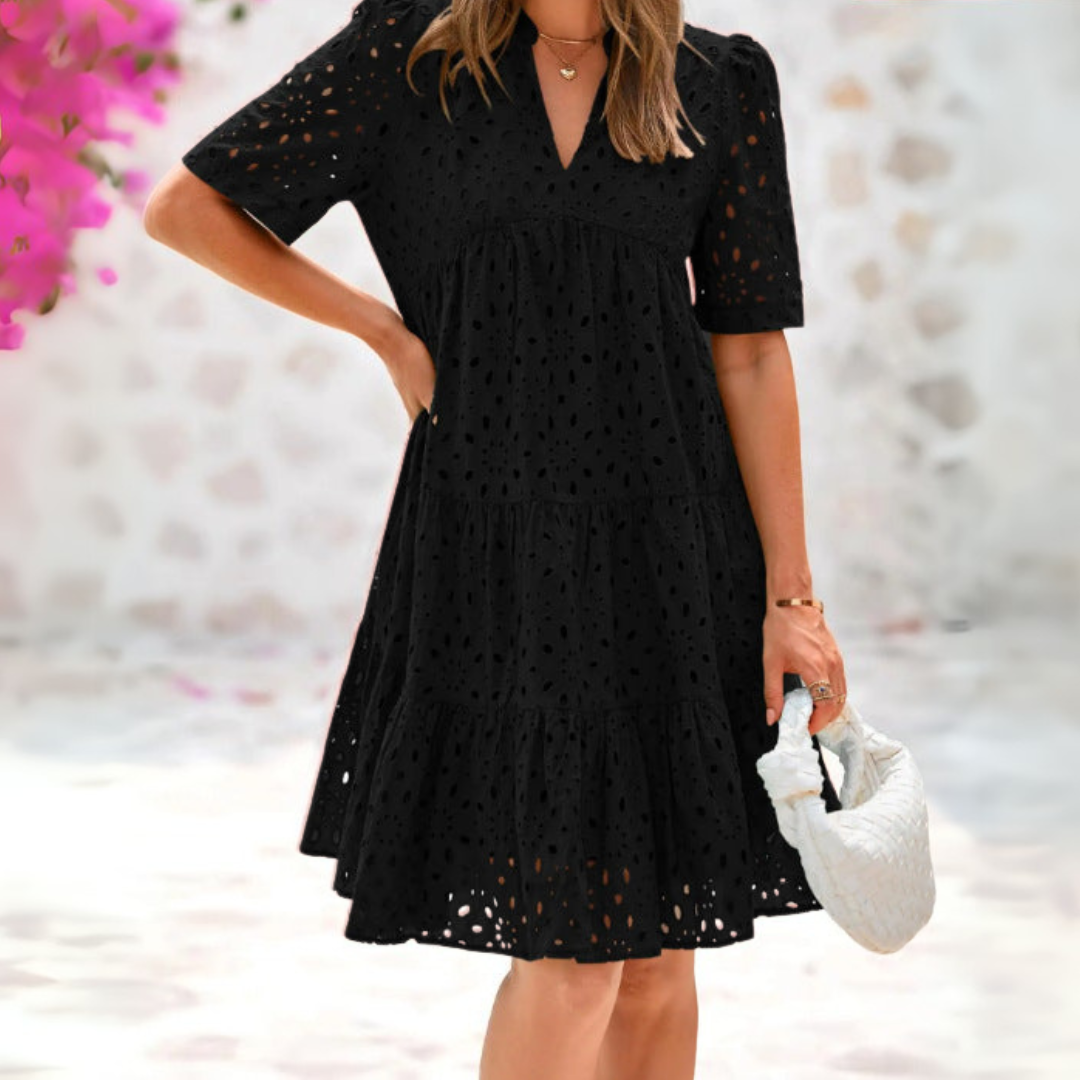 Nora – Elegant Lace Ruffle Summer Dress