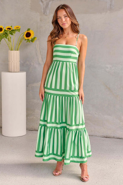 Hannah - Color Block Striped Maxi Dress