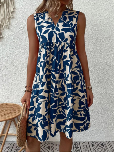 Natalia - Stylish Summer Dress With Leaf Print