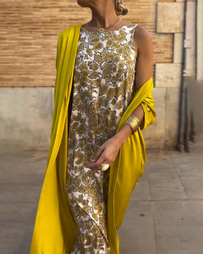 Abrielle – Elegant Maxi Dress & Cardigan Set