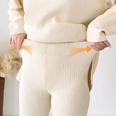 Alara - V-Neck Casual Slit Knitted Two-Piece Set