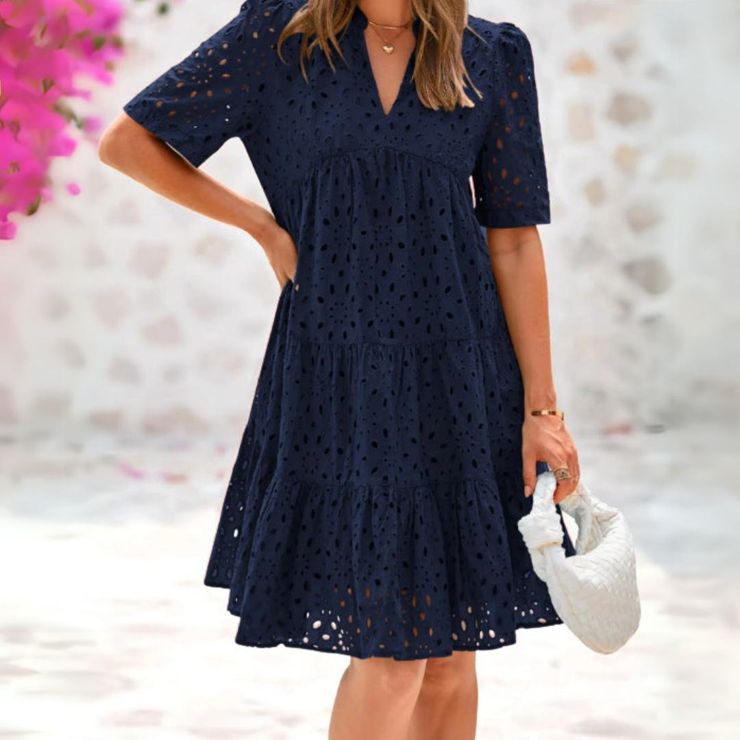 Nora – Elegant Lace Ruffle Summer Dress
