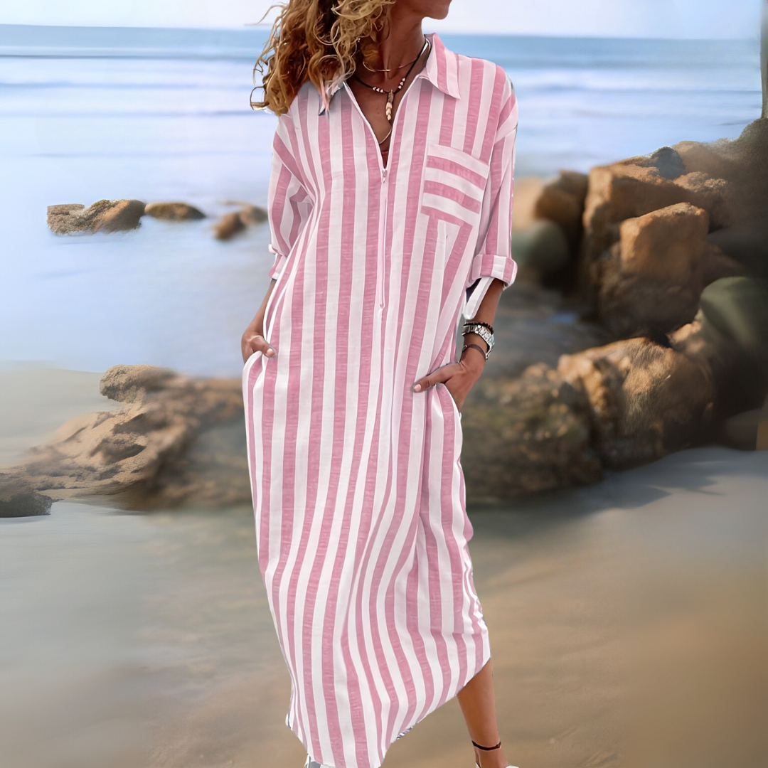 Joyce – Elegant Striped V-Neck Dress