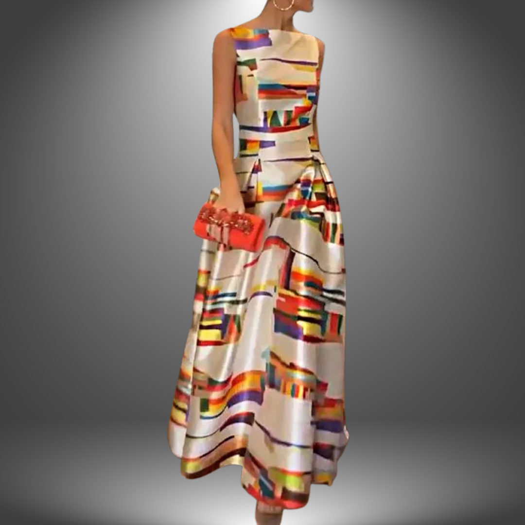 Amelia – Geometric Print Maxi Dress