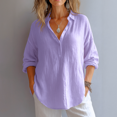 Elowen – Effortless Linen V-Neck Blouse