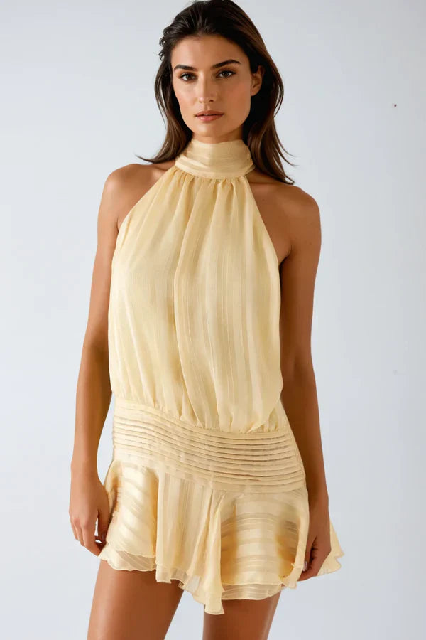 Barret - Halter Neck Ruffle Mini Dress