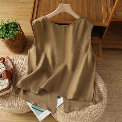 Celena – Reversible Linen-Blend Vest Top