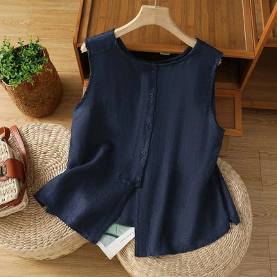 Celena – Reversible Linen-Blend Vest Top