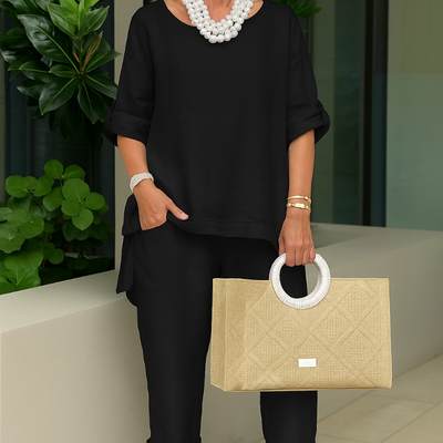 Amalia - Round Neck 2 Piece Casual Suit