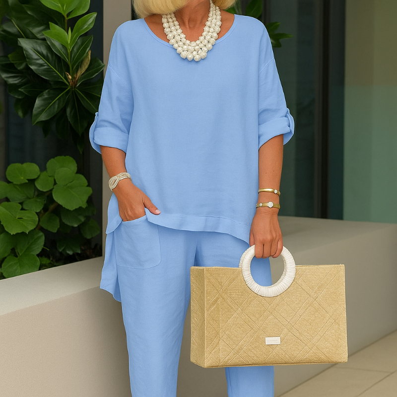 Amalia - Round Neck 2 Piece Casual Suit