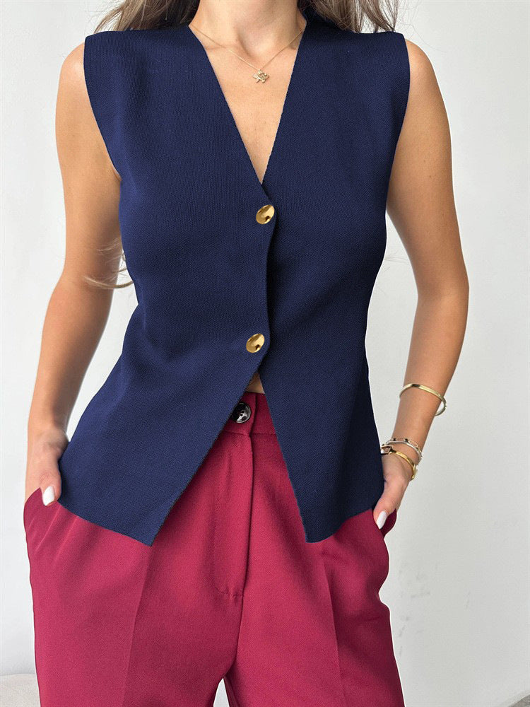 Kaylin – Sleeveless Button Peplum Top