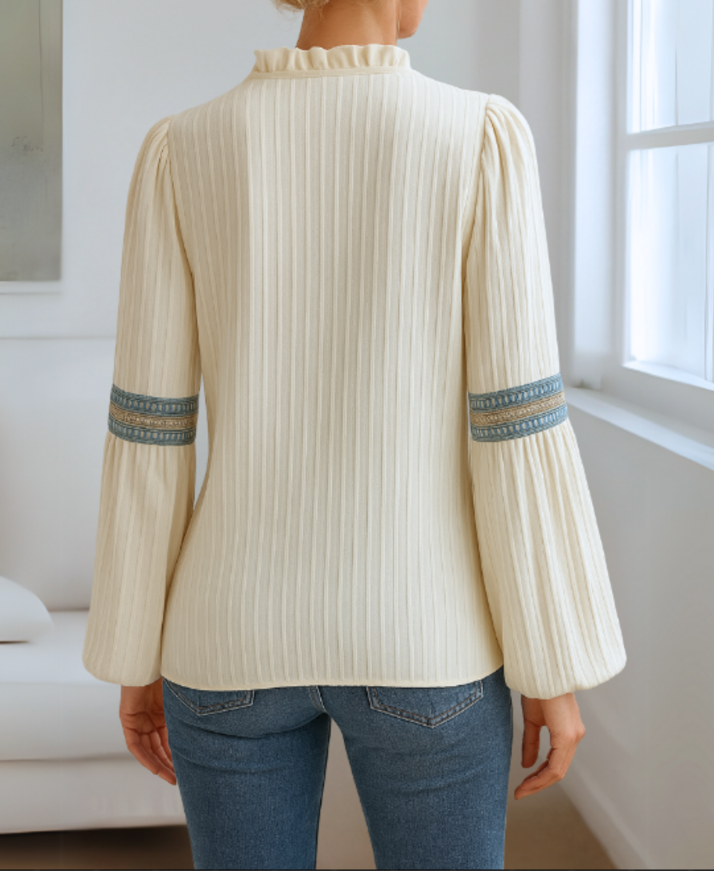 Eliane – Embroidered V-Neck Blouse