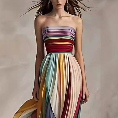 Selina – Strapless Rainbow Maxi Dress