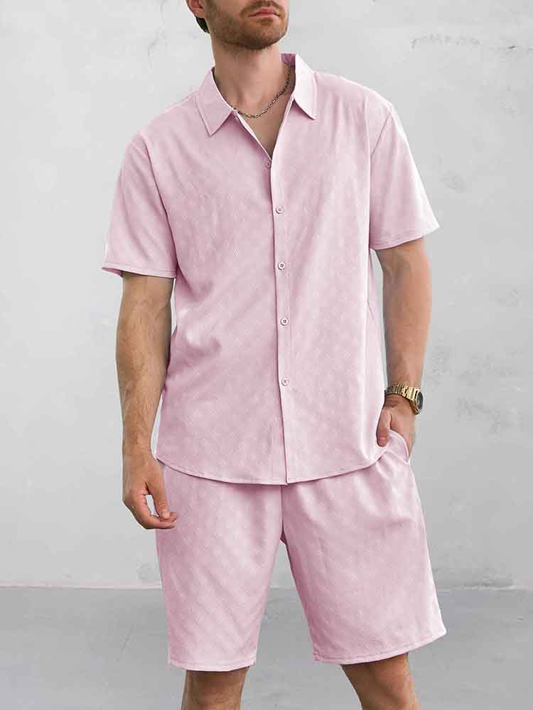 Christian - Casual Jacquard Shirt Shorts Set