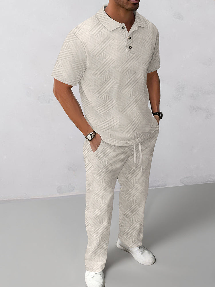Malik - Textured Polo Shirt Set