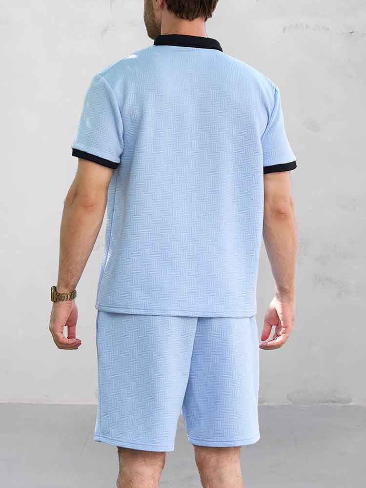 Ibrahim - Versatile Style Jacquard Polo Shirt Set