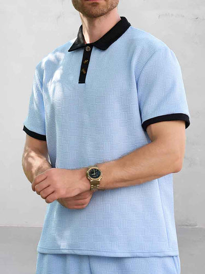 Ibrahim - Versatile Style Jacquard Polo Shirt Set