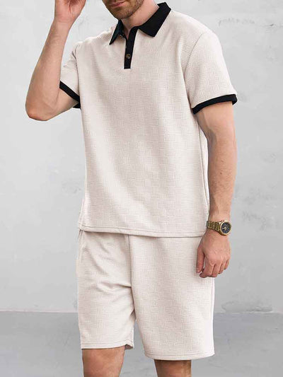 Ibrahim - Versatile Style Jacquard Polo Shirt Set