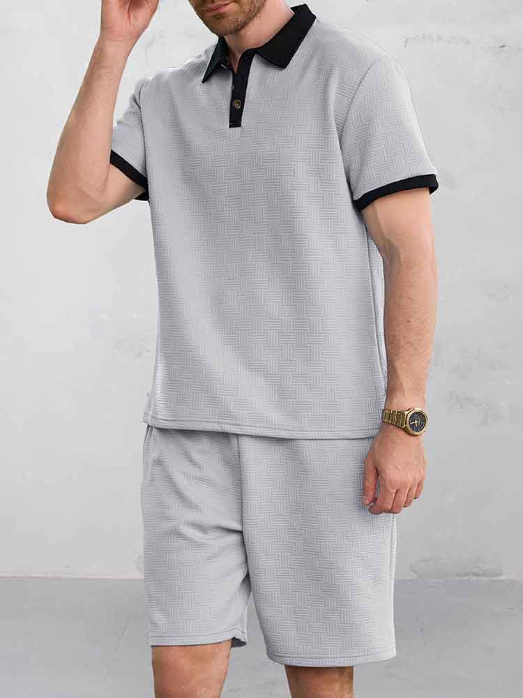 Ibrahim - Versatile Style Jacquard Polo Shirt Set