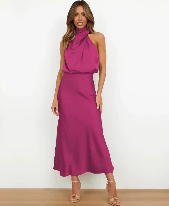 Celestine – Graceful High-Waist Midi Dress