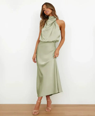 Celestine – Graceful High-Waist Midi Dress
