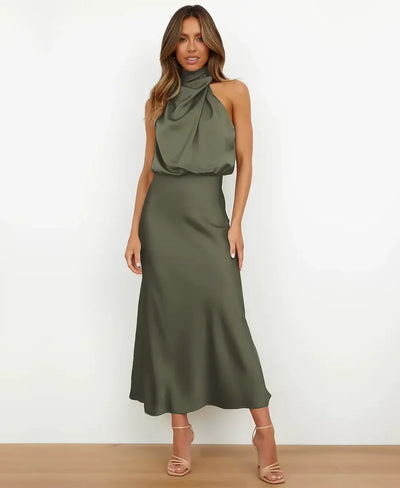 Celestine – Graceful High-Waist Midi Dress