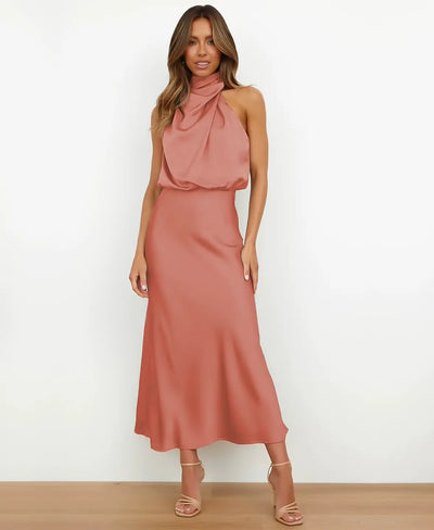 Celestine – Graceful High-Waist Midi Dress