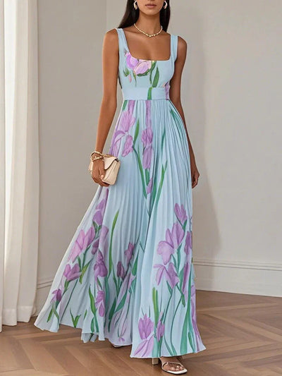 Noelis – Luxury Pleated Floral Maxi Dress