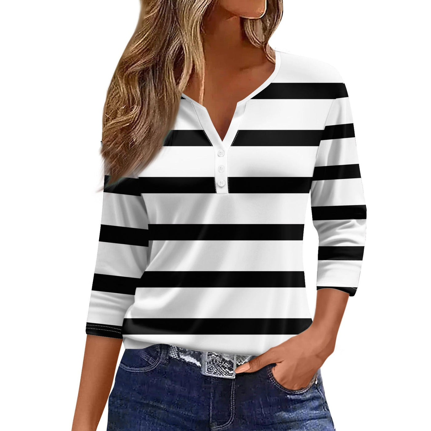 Brenda - Striped V-Neck Top 3