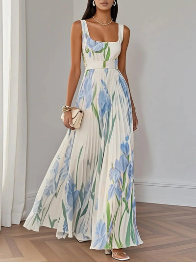 Noelis – Luxury Pleated Floral Maxi Dress
