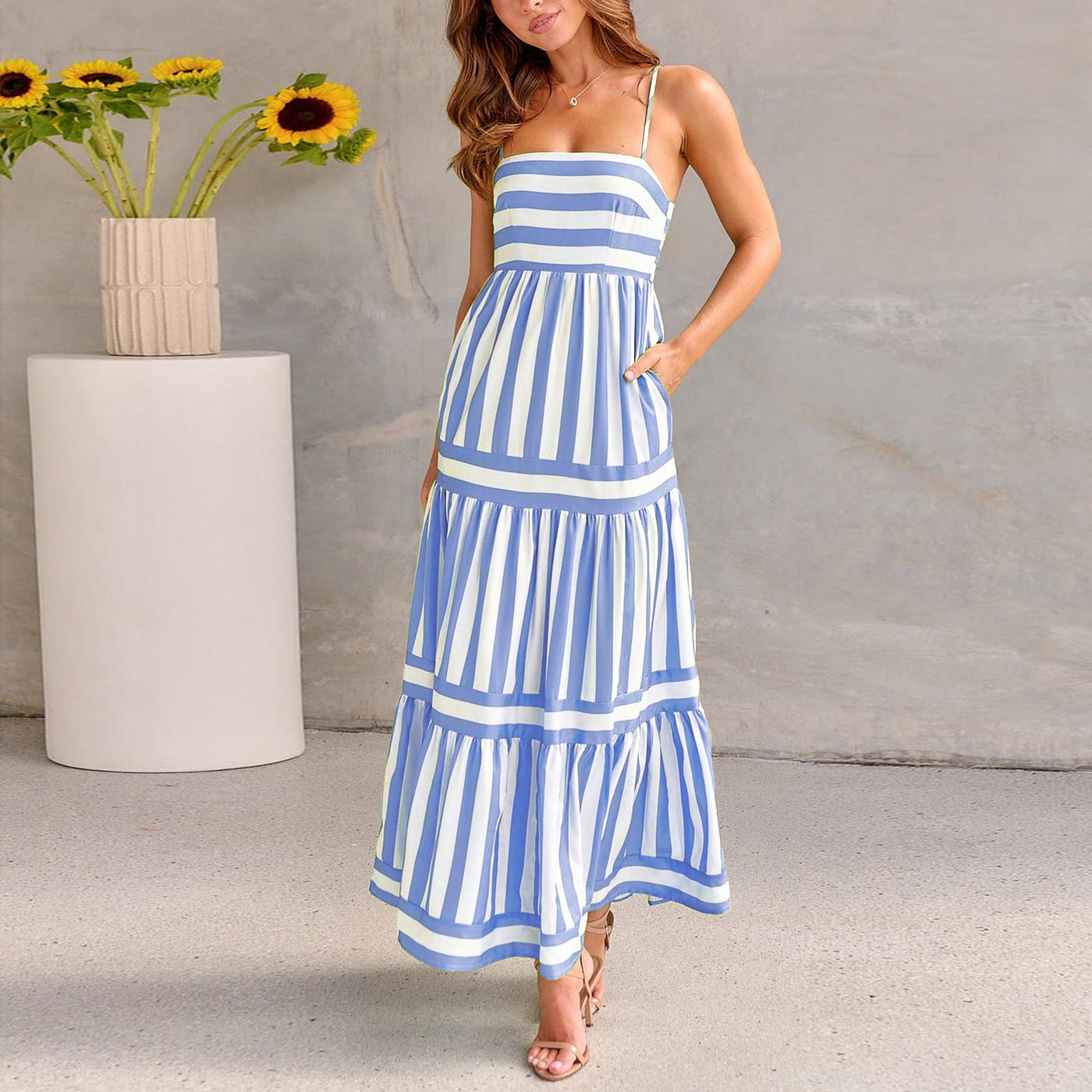 Hannah - Color Block Striped Maxi Dress