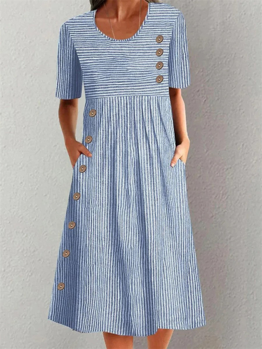 Lenna – Striped Cotton Midi Dress