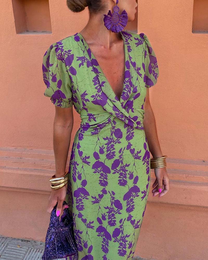 Angie - Stunning V-Neck Midi Dress