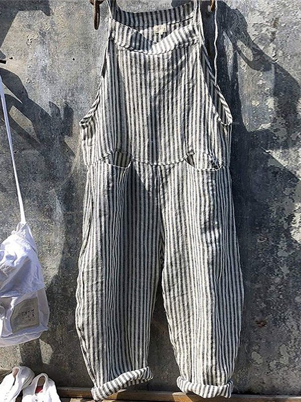 Kacy - Striped Wide Leg Overalls