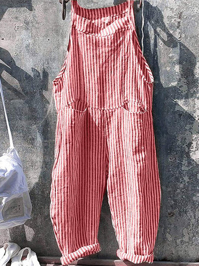 Kacy - Striped Wide Leg Overalls