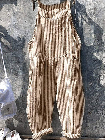 Kacy - Striped Wide Leg Overalls
